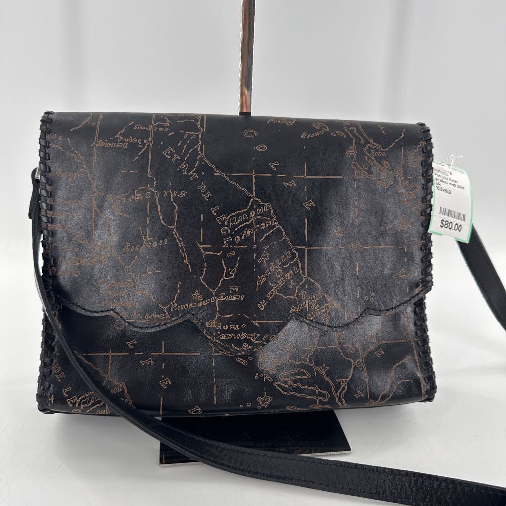 scallop map print flap crossbody