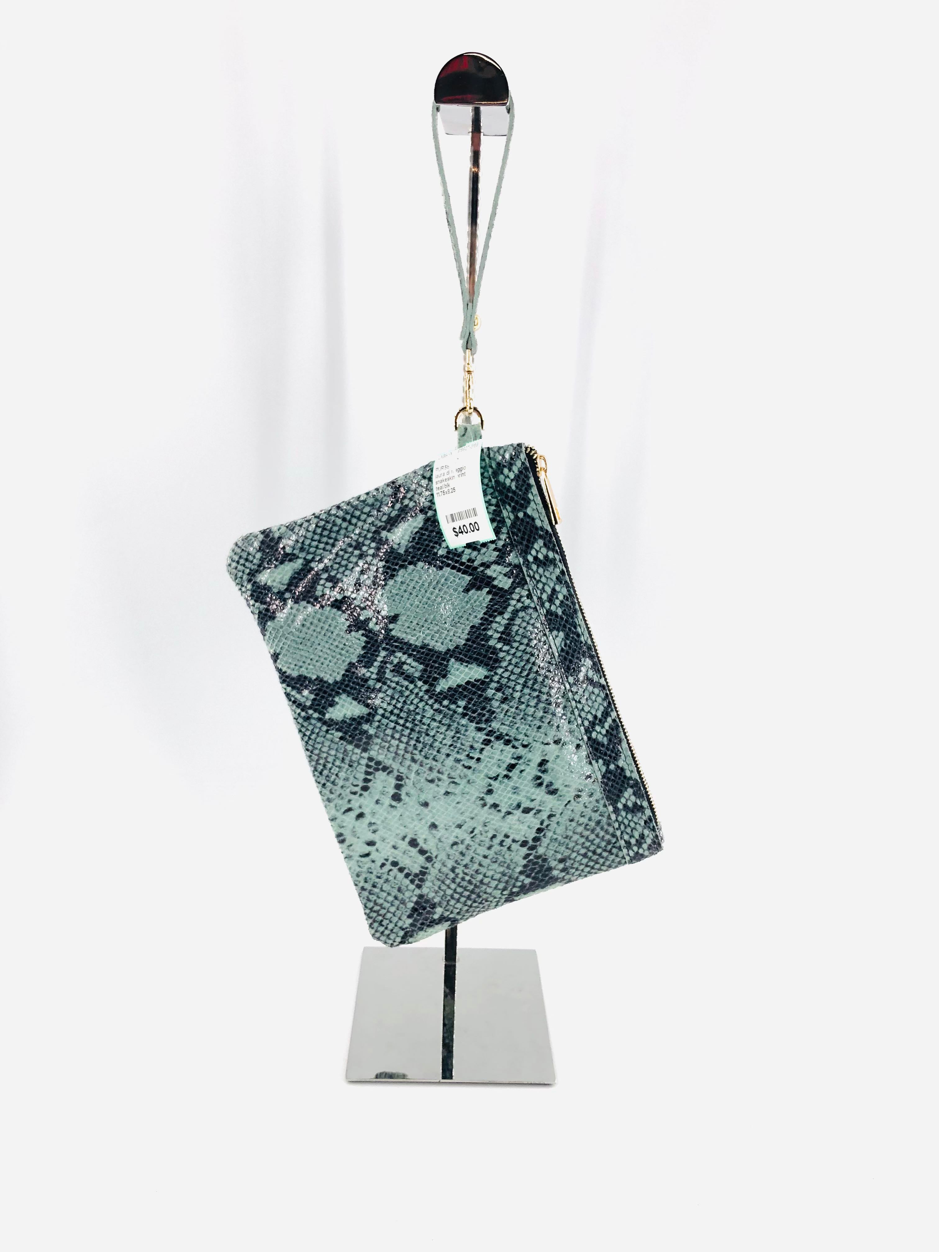 snakeskin print clutch/wristlet