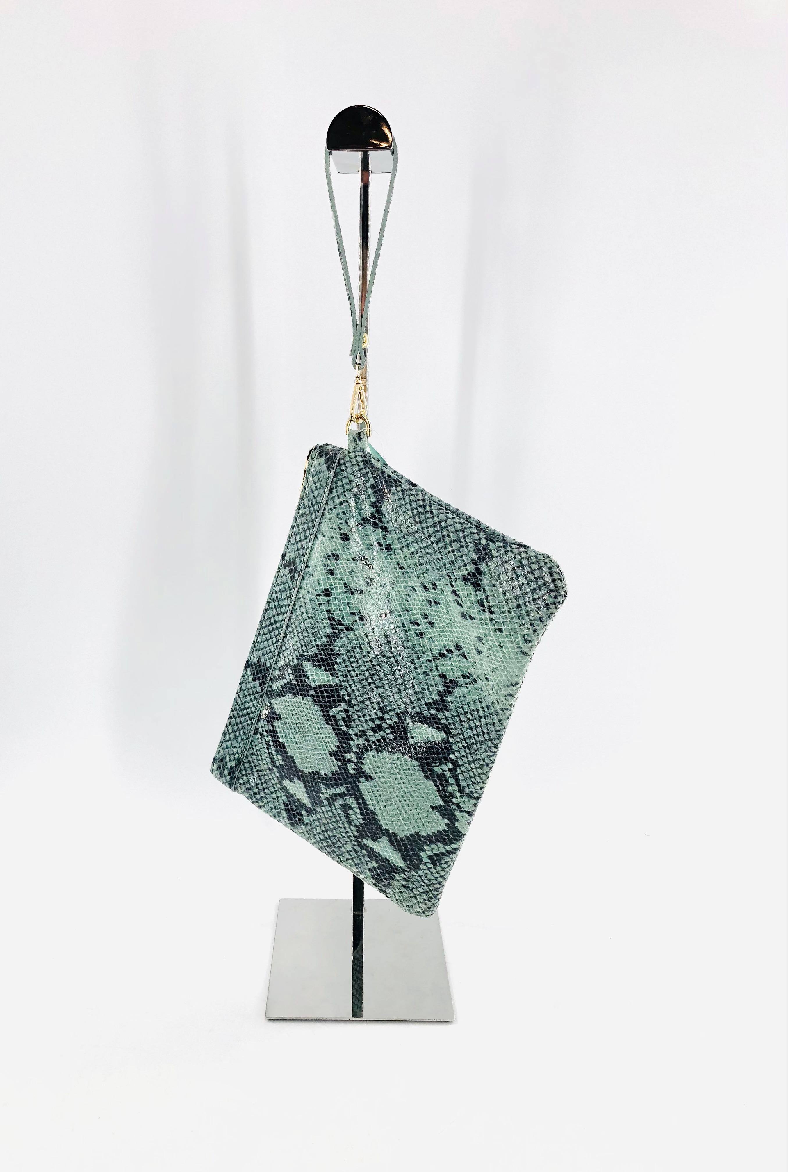 snakeskin print clutch/wristlet