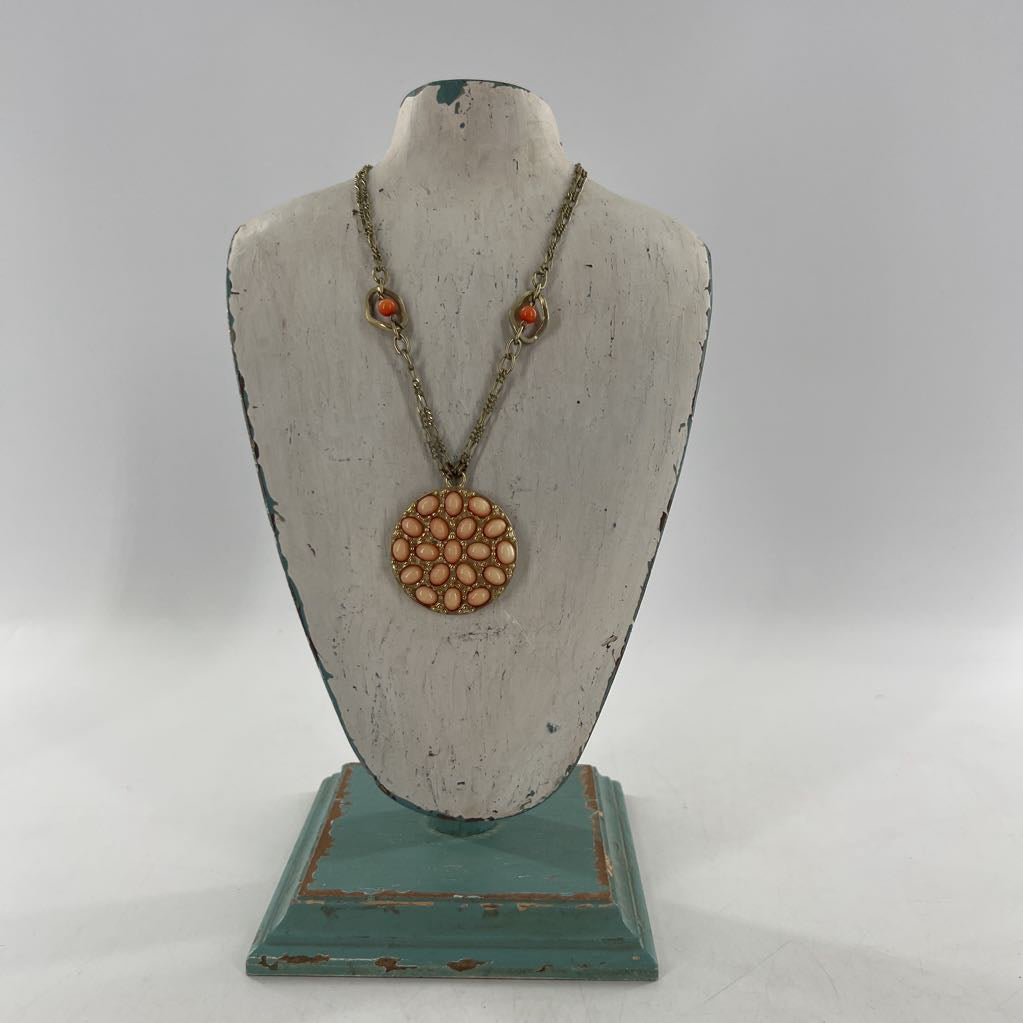 10" gold tone orange beaded necklace