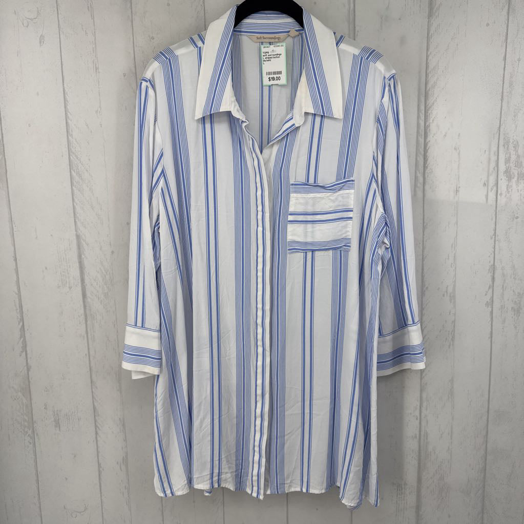 L striped button down l/s top