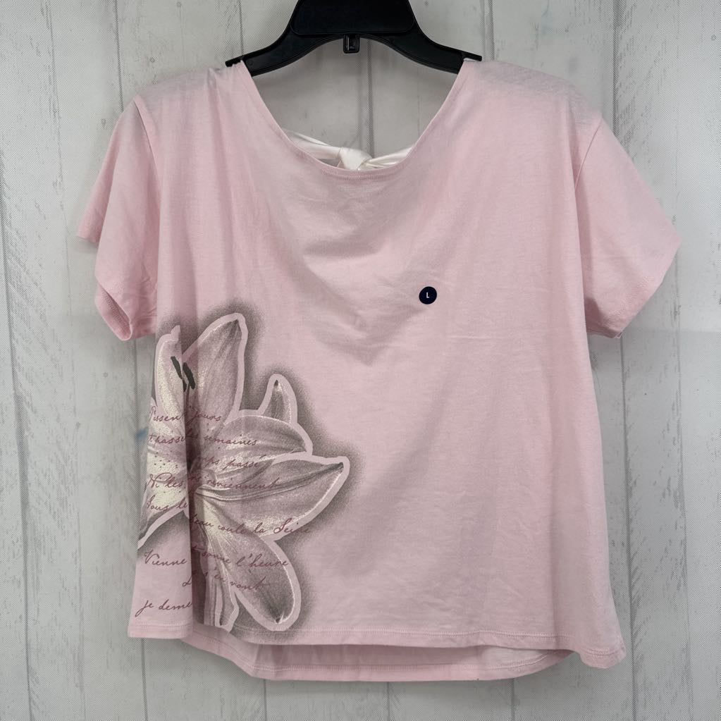R25 L flo print bow back s/s top