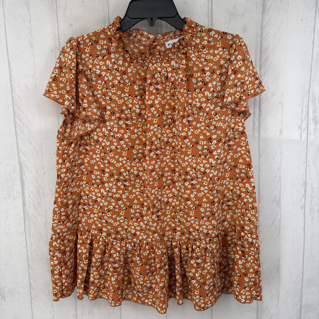 XL flo print flutter slv top s/s