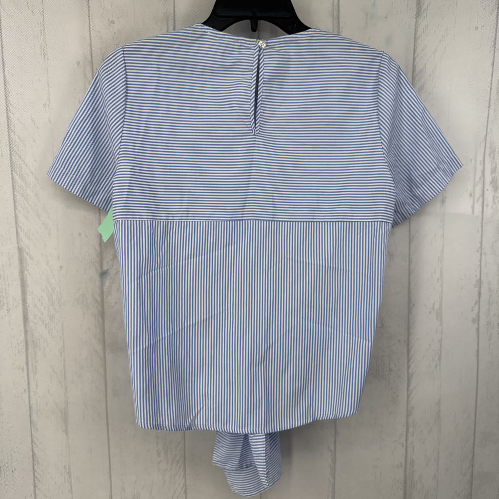 M striped flo embroidered s/s top