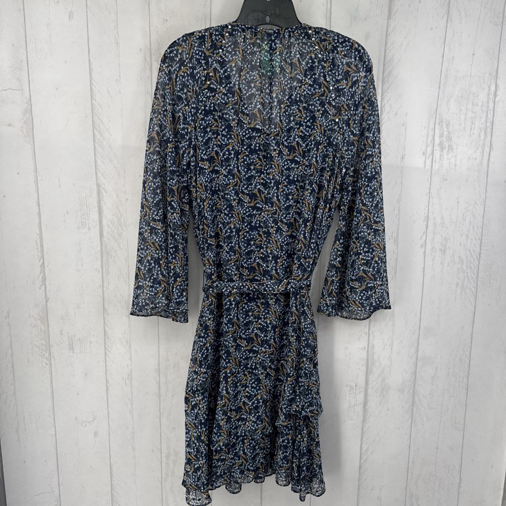 L flo print belted l/s dress