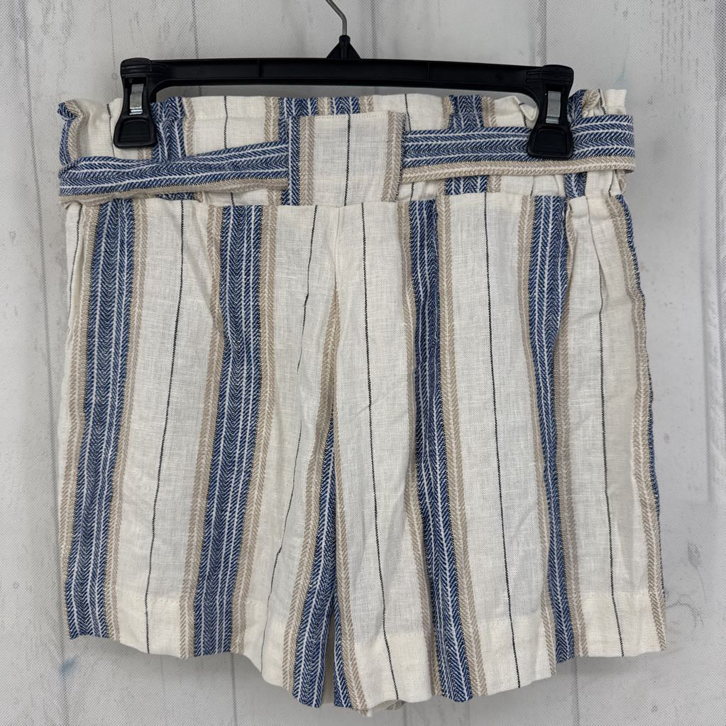 M striped belted shorts