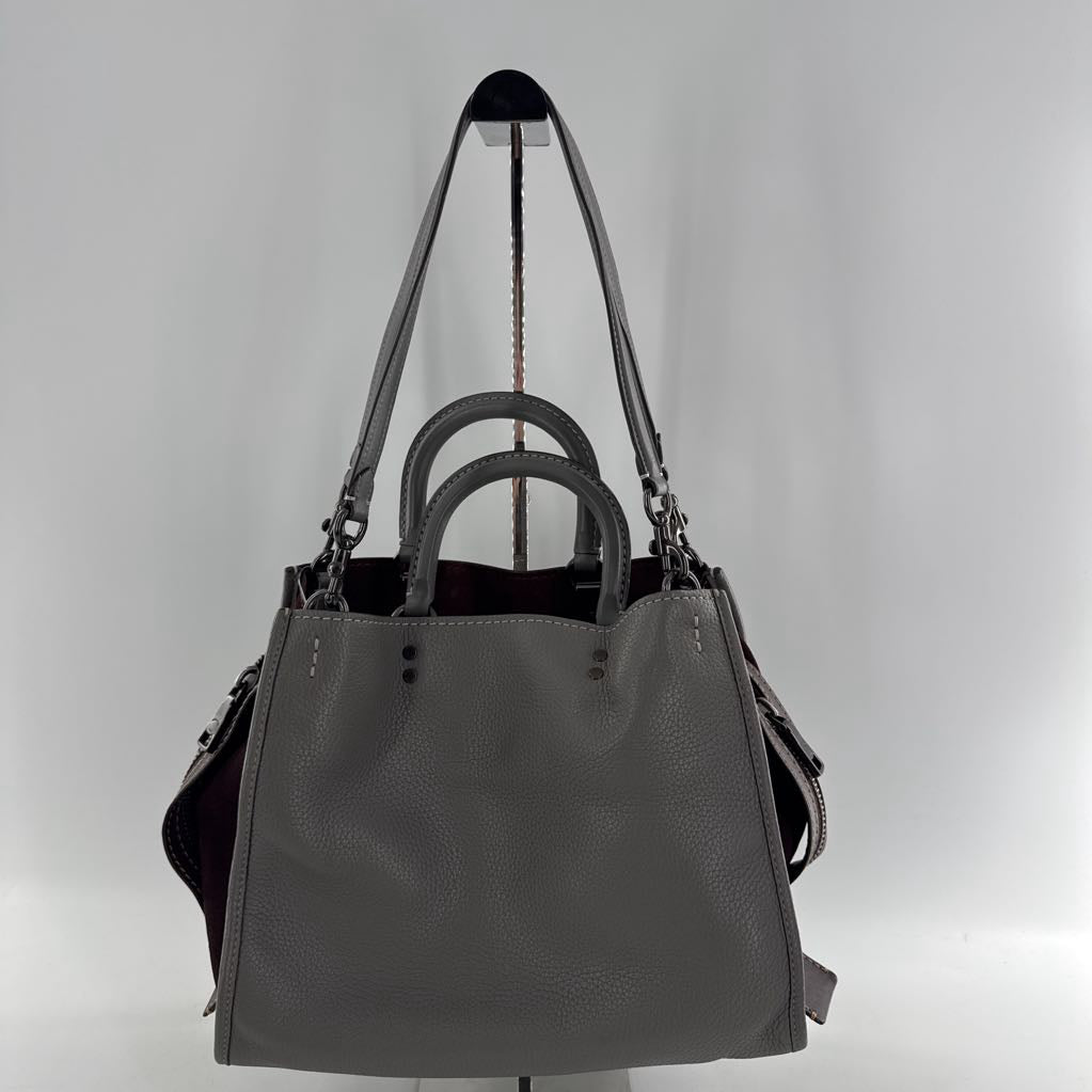 colorblock pebbled/suded side satchel
