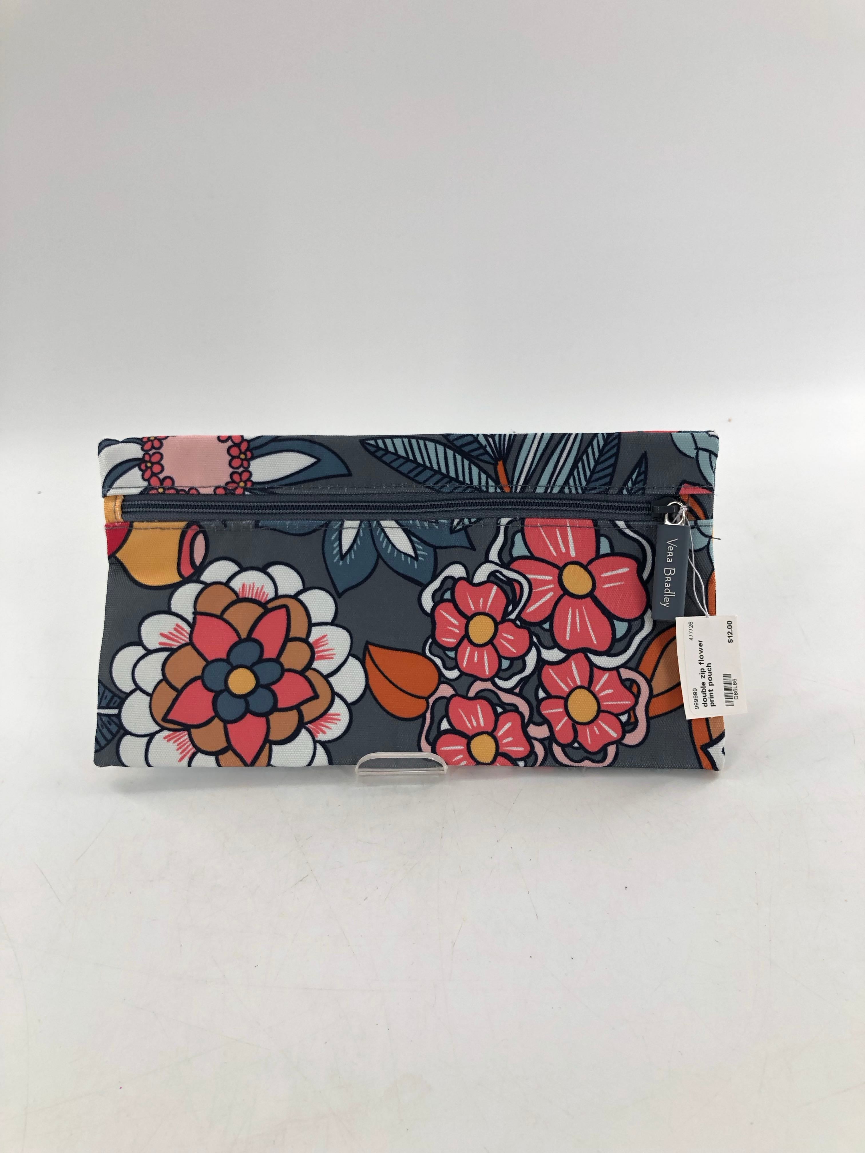double zip flower print pouch