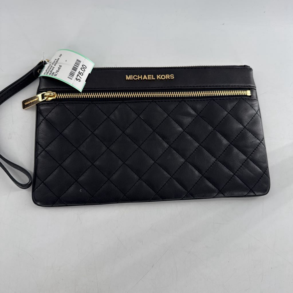 quilted double zip wristlet