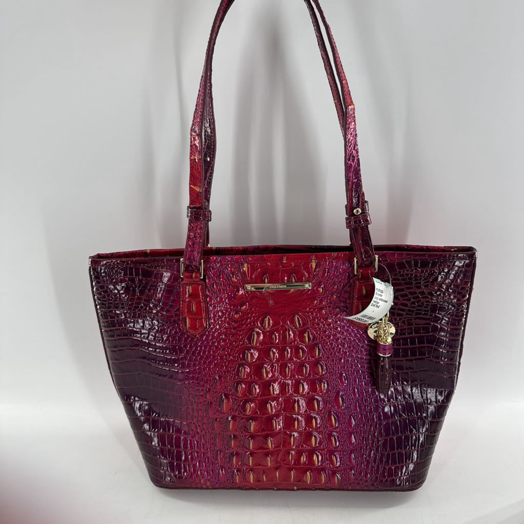 croc embossed ombre top zip tote