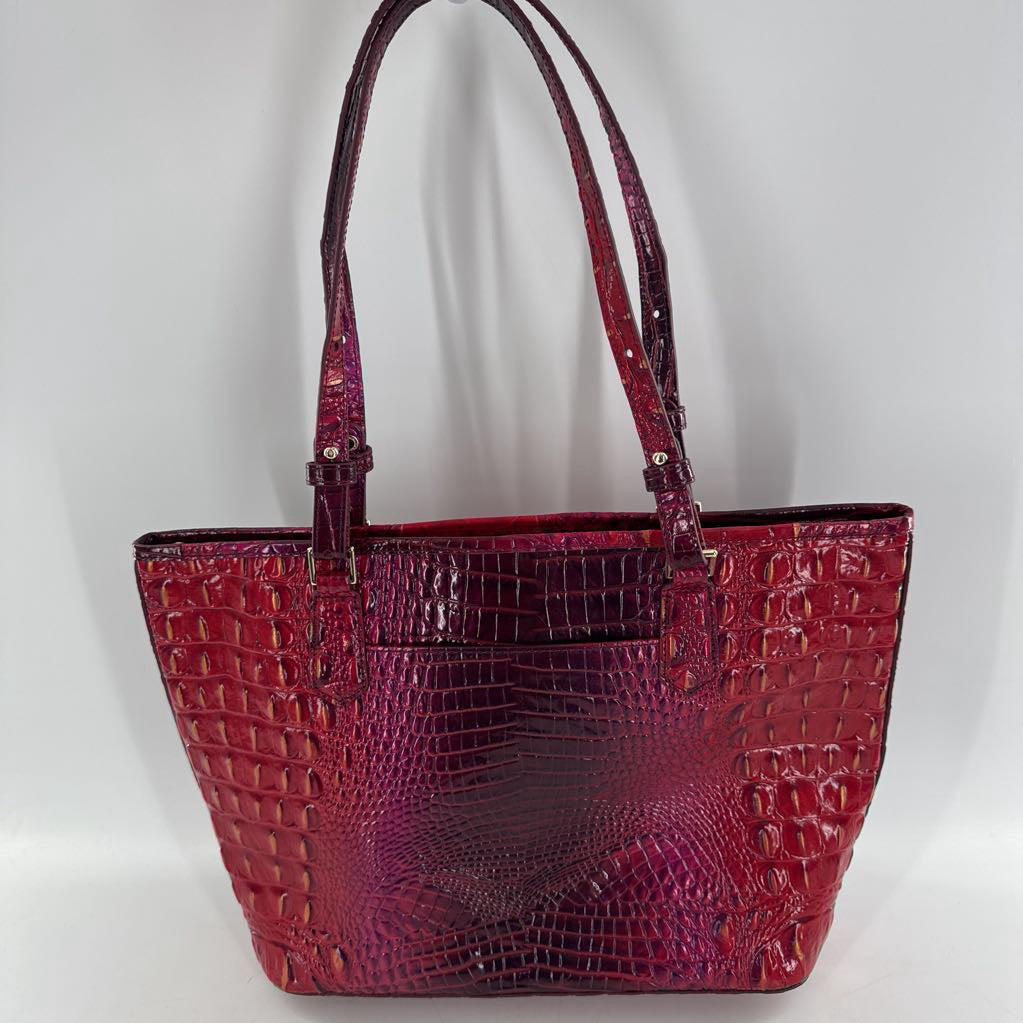 croc embossed ombre top zip tote