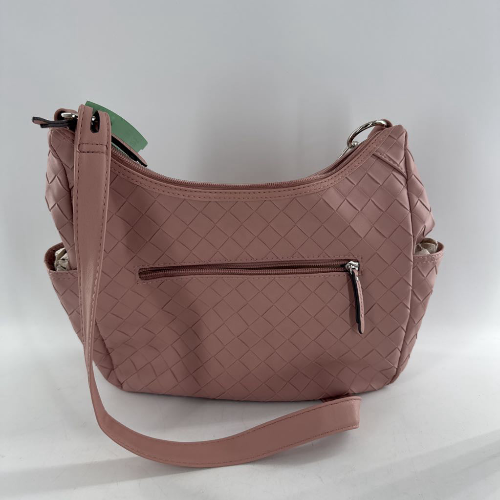 R69 woven vegan leather crossbody