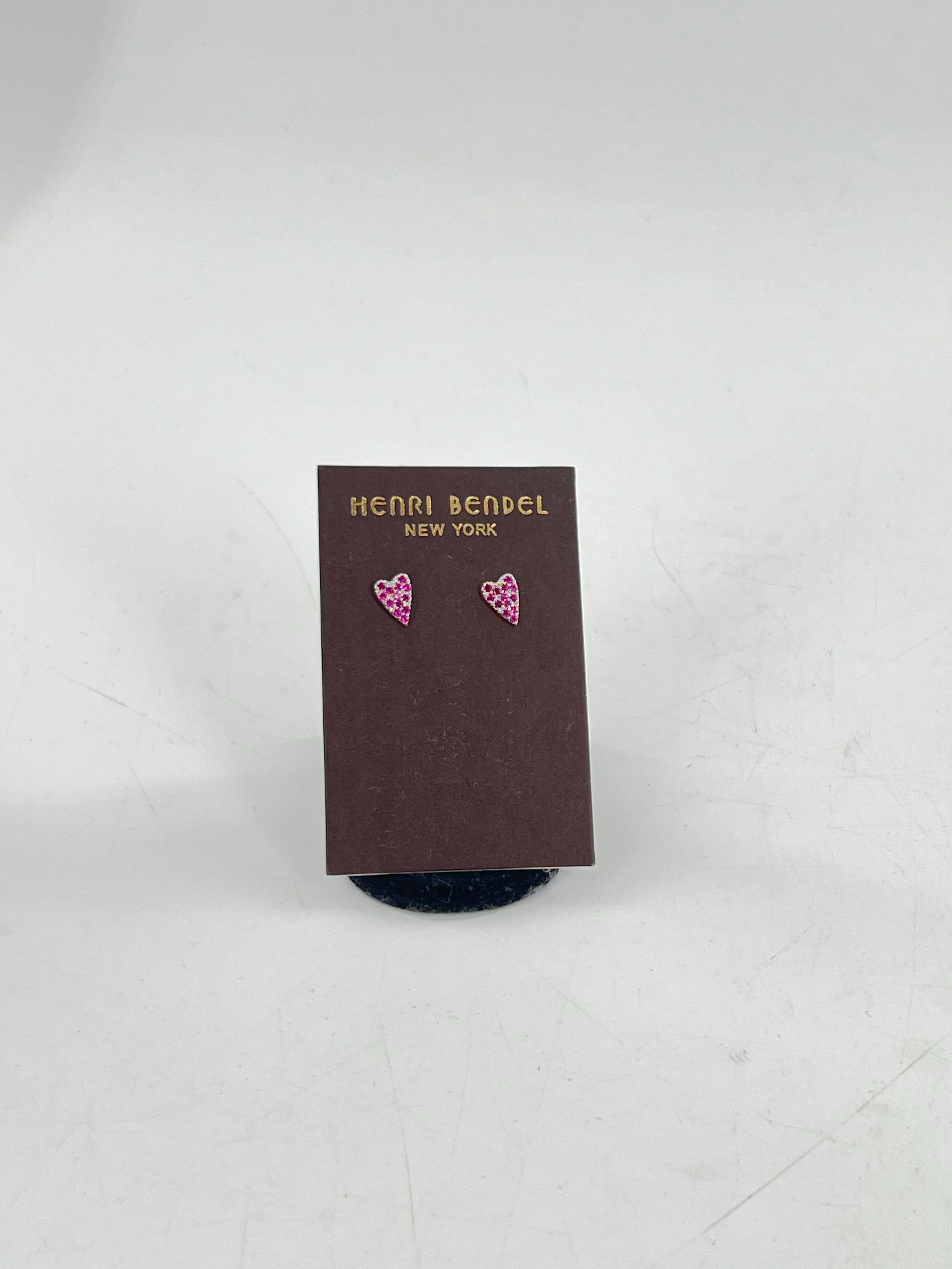 pink pave heart stud earrings