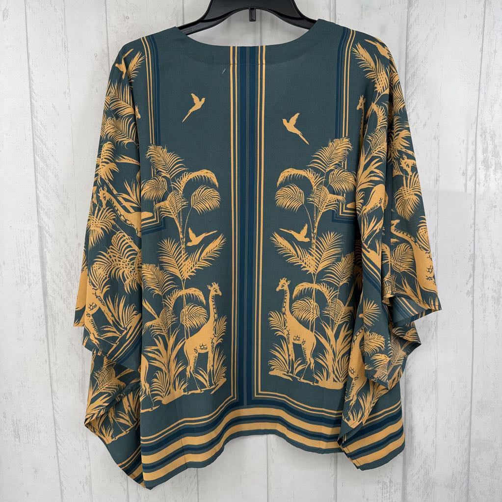 M safari print v-neck ruana