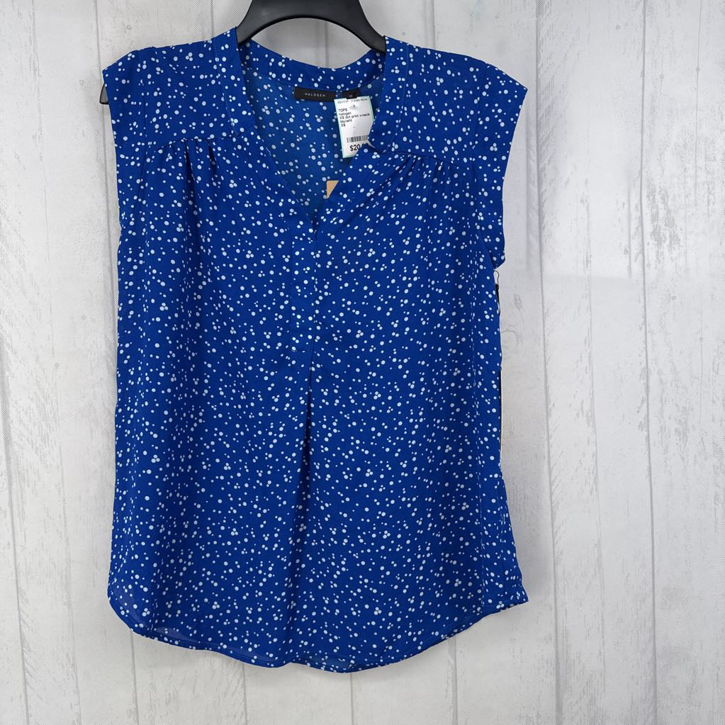 XS dot print v-neck slvls top