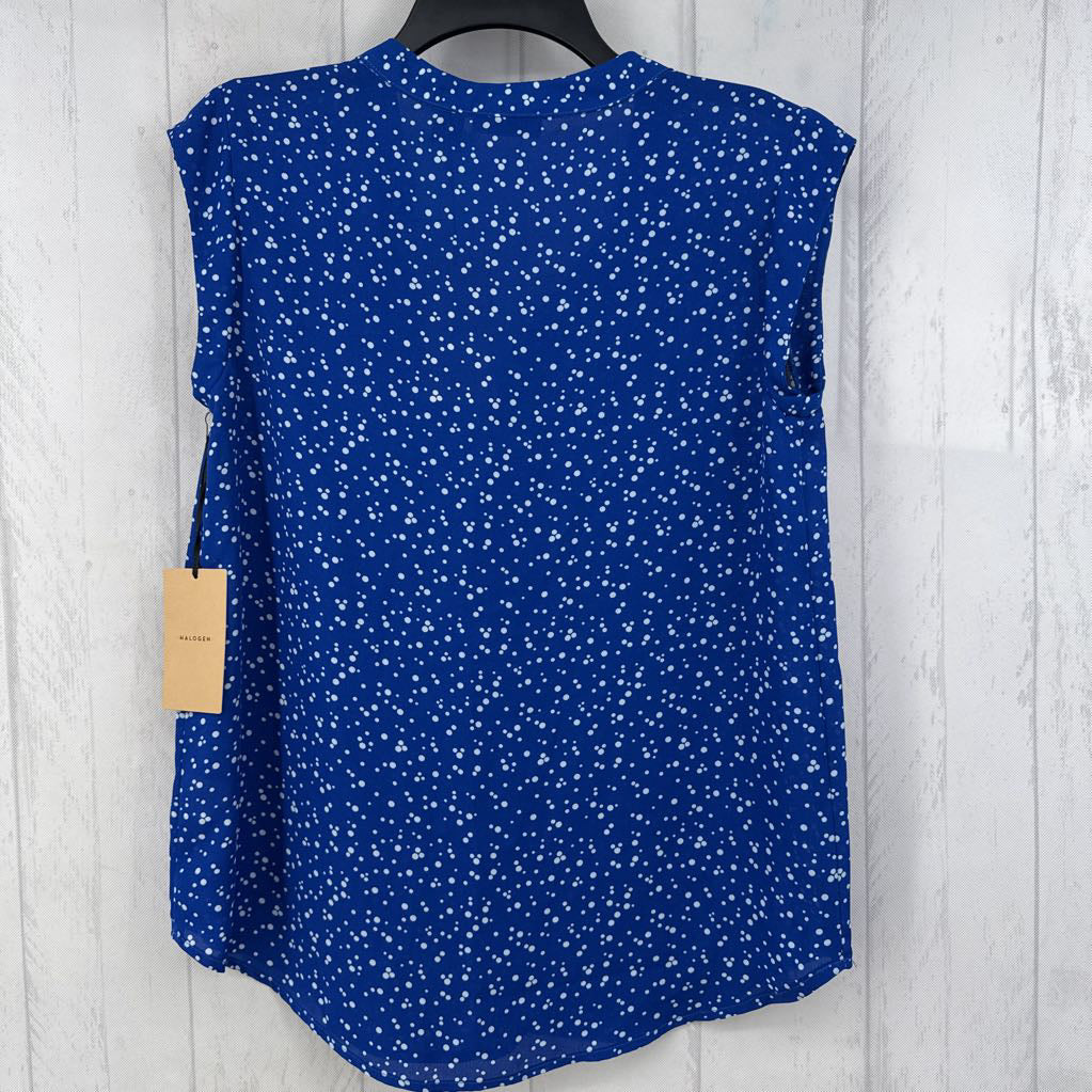 XS dot print v-neck slvls top