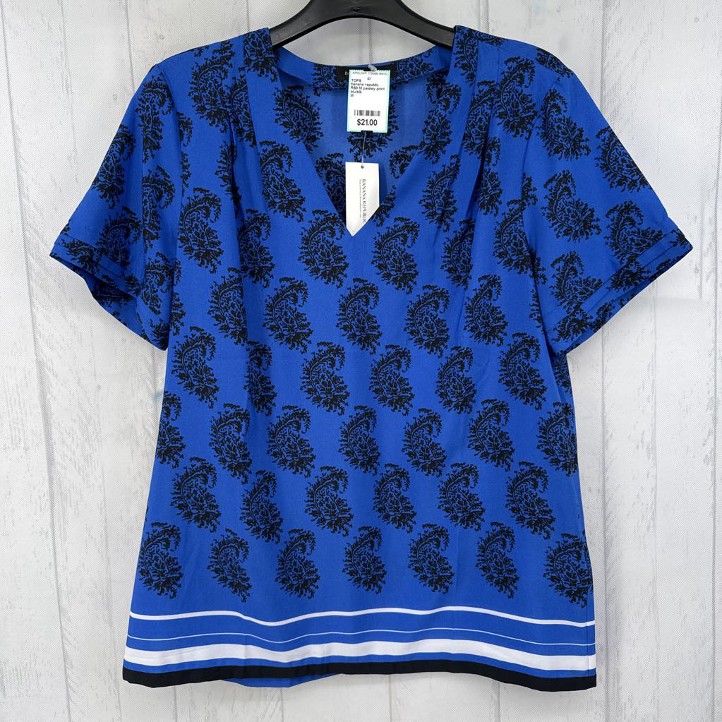 R68 M paisley print v-neck s/s top