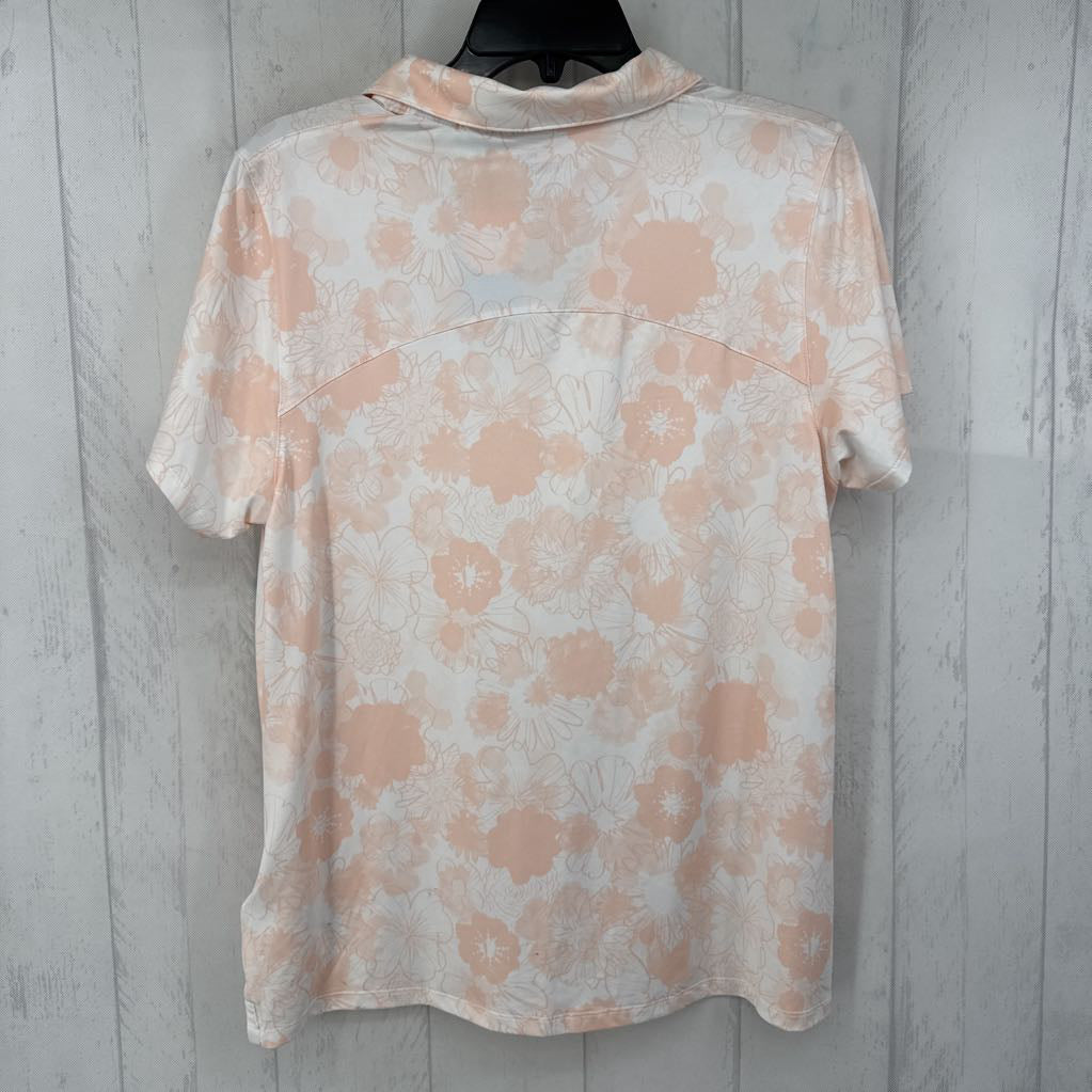 L flo print split neck s/s top