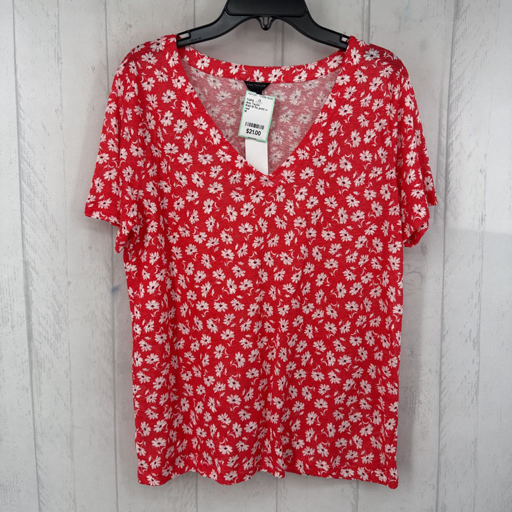 R40 M flo print v-neck s/s tee