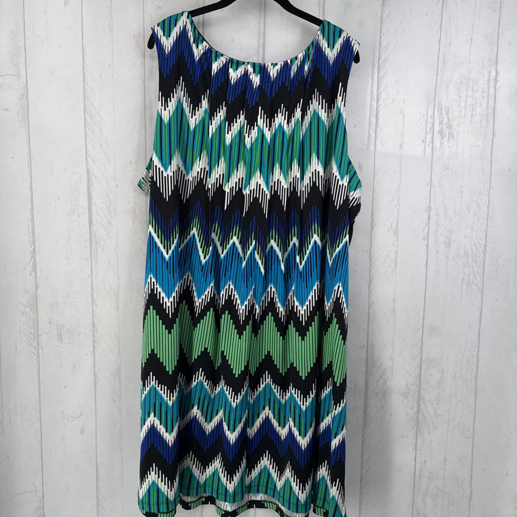 3X printed pleat front slvls dress