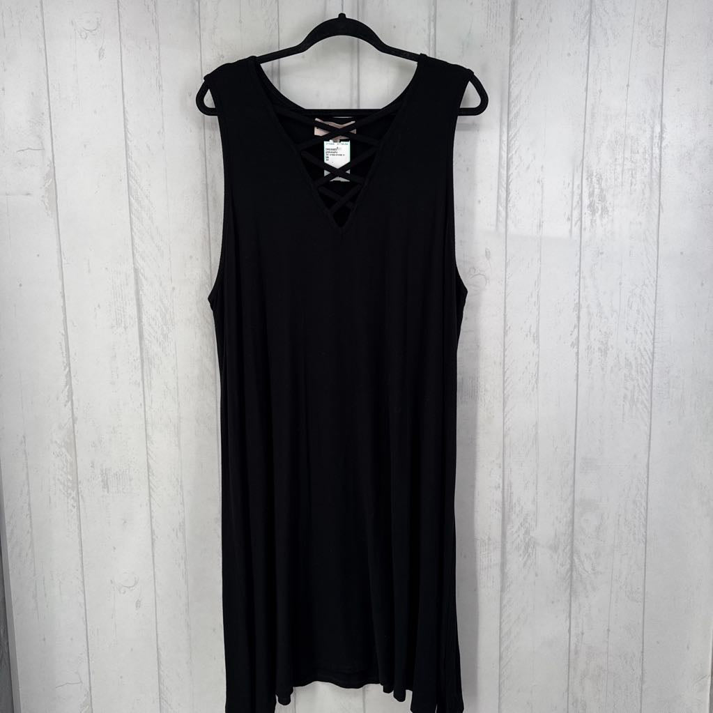 3X criss-cross v-neck slvls dress