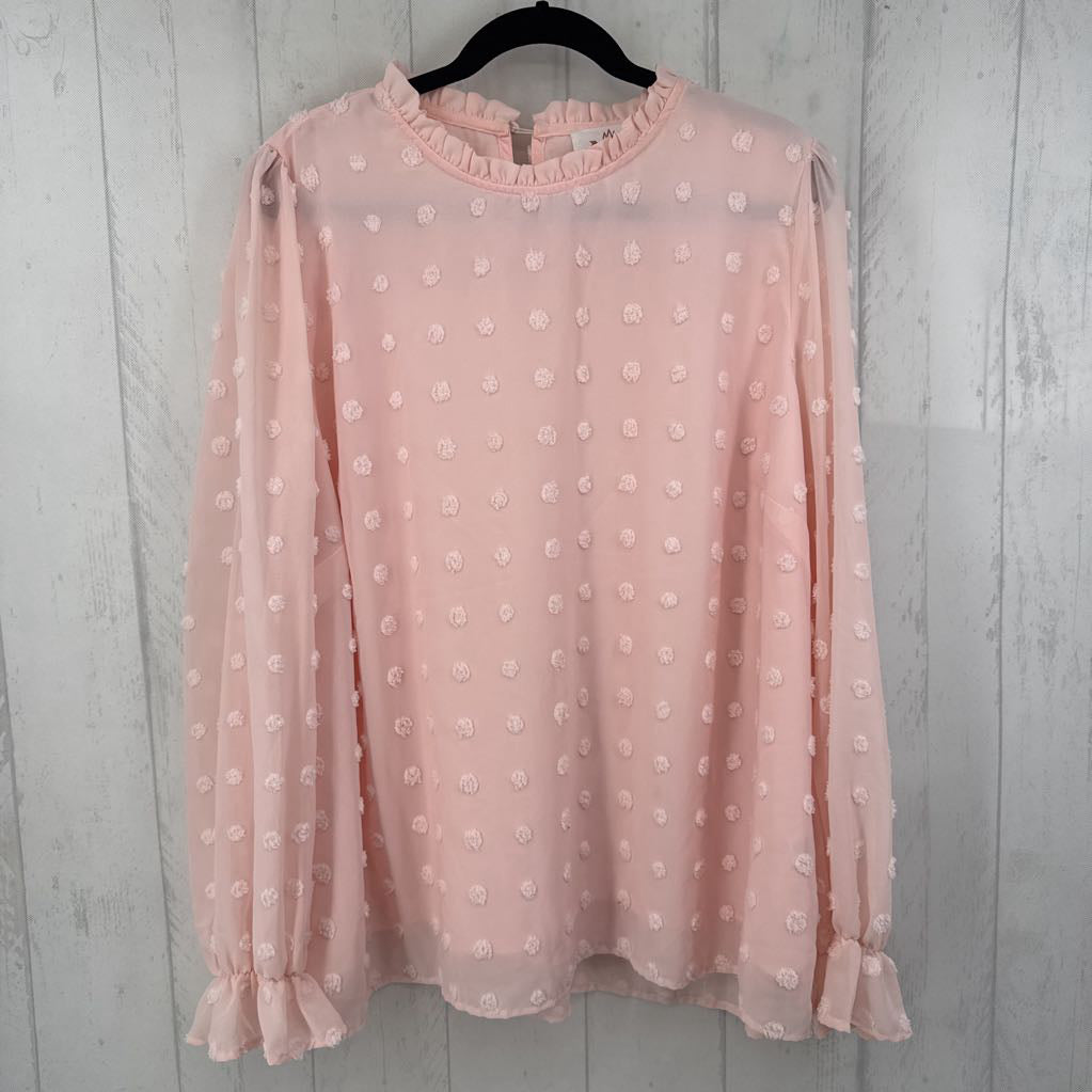 2XL textured ruffle hem l/s top