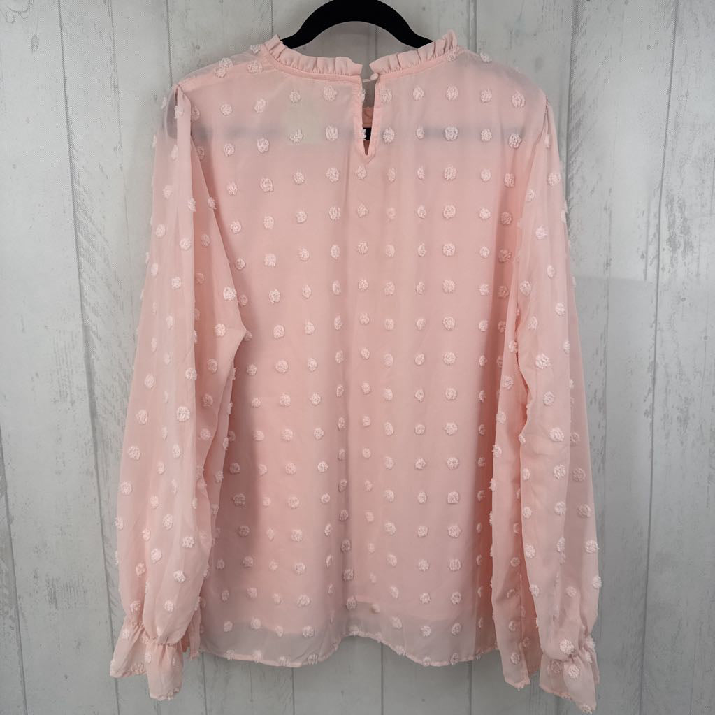 2XL textured ruffle hem l/s top
