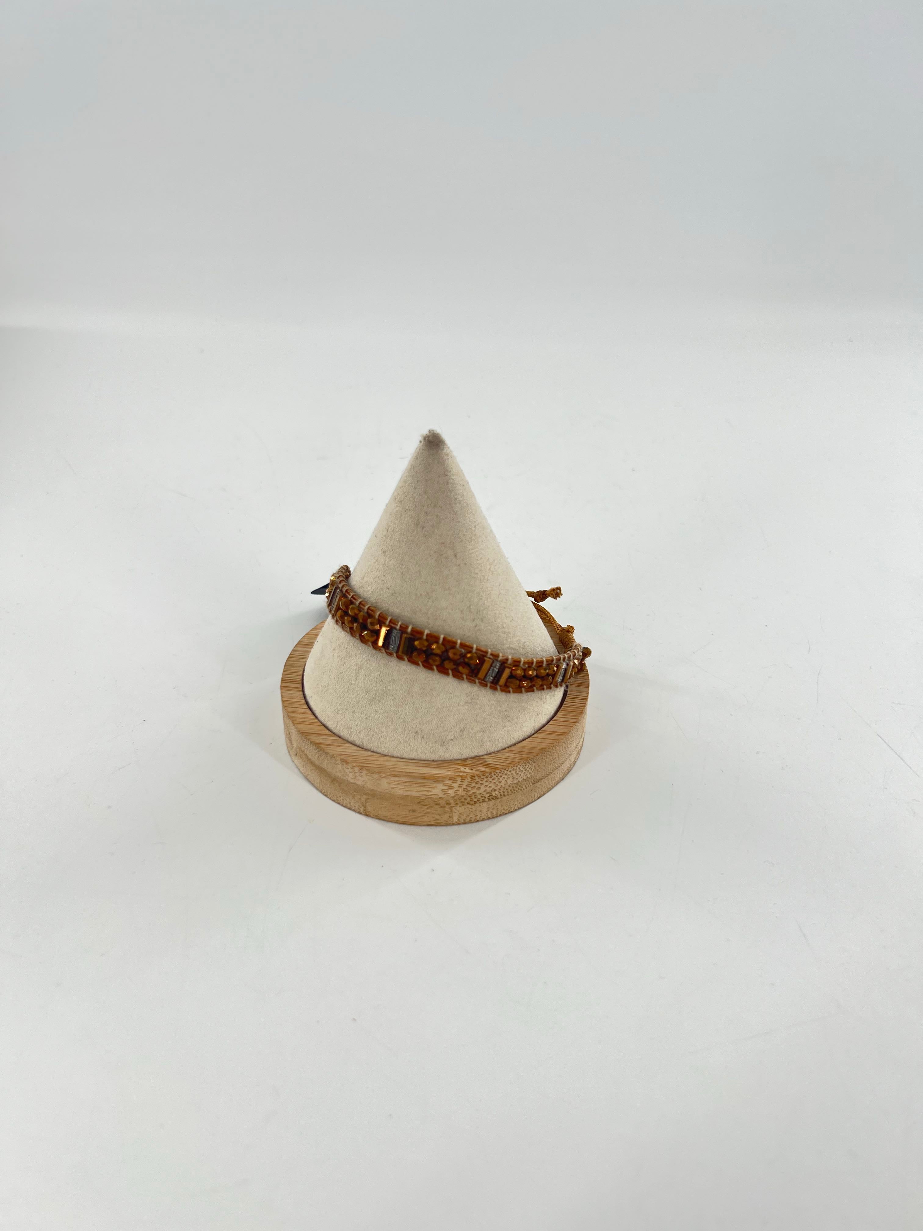 woven beaded bracelet-brown