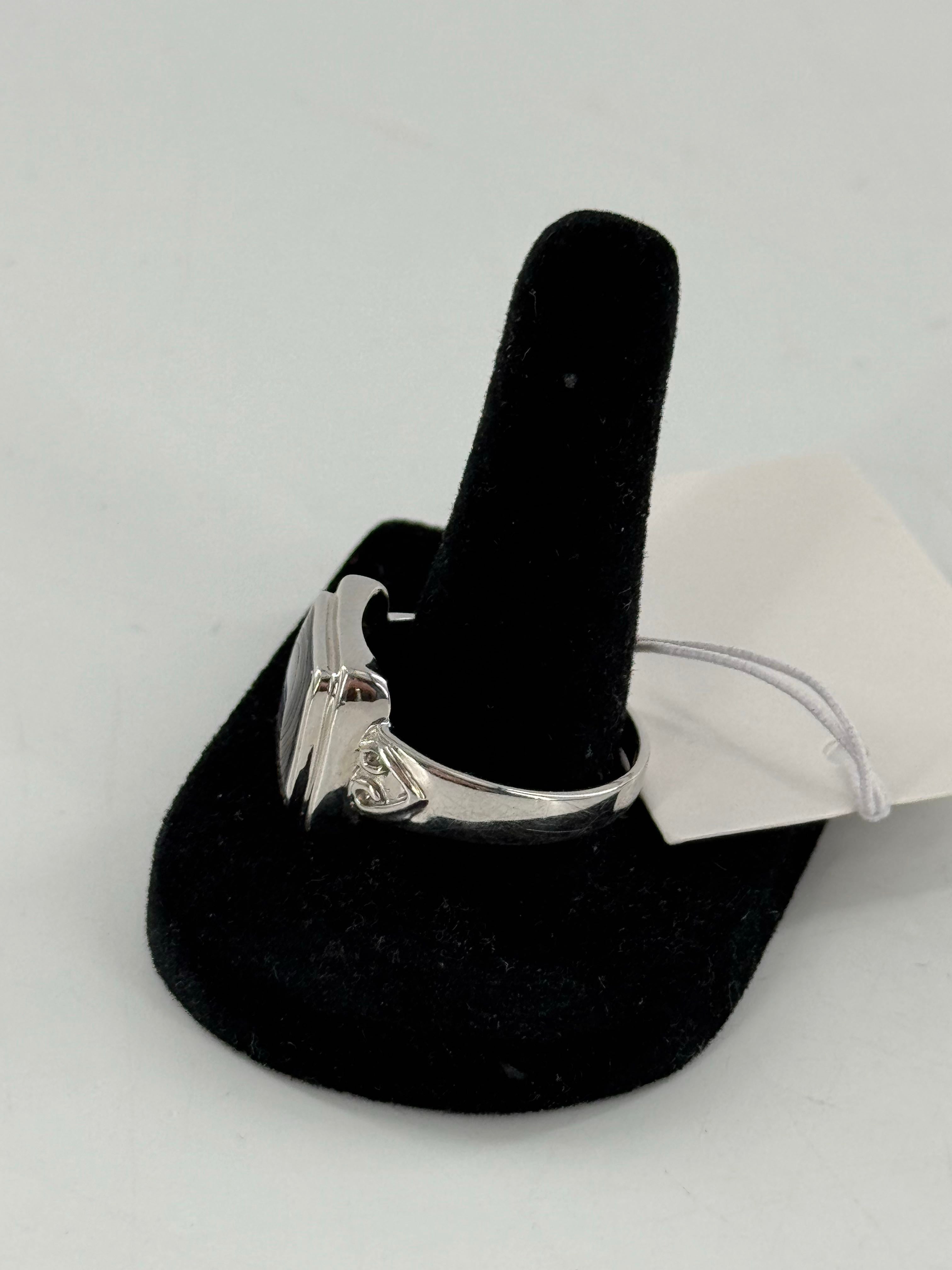 sz9 silver tone abalone shell ring