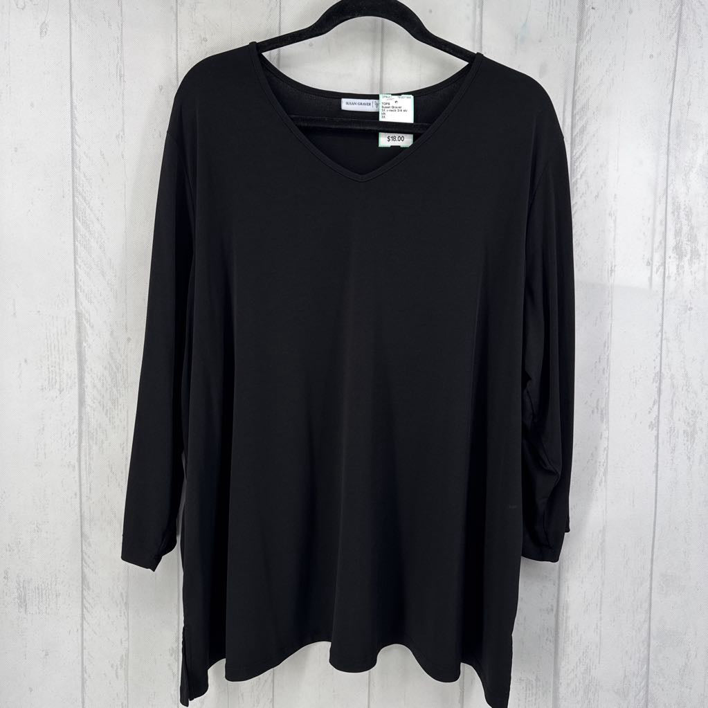 3X v-neck 3/4 slv top