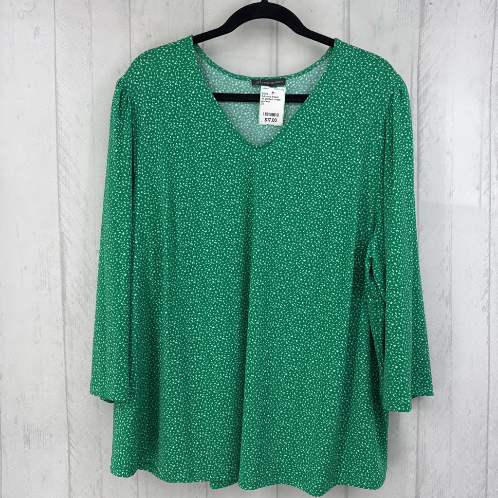 3X printed v-neck 3/4 slv top