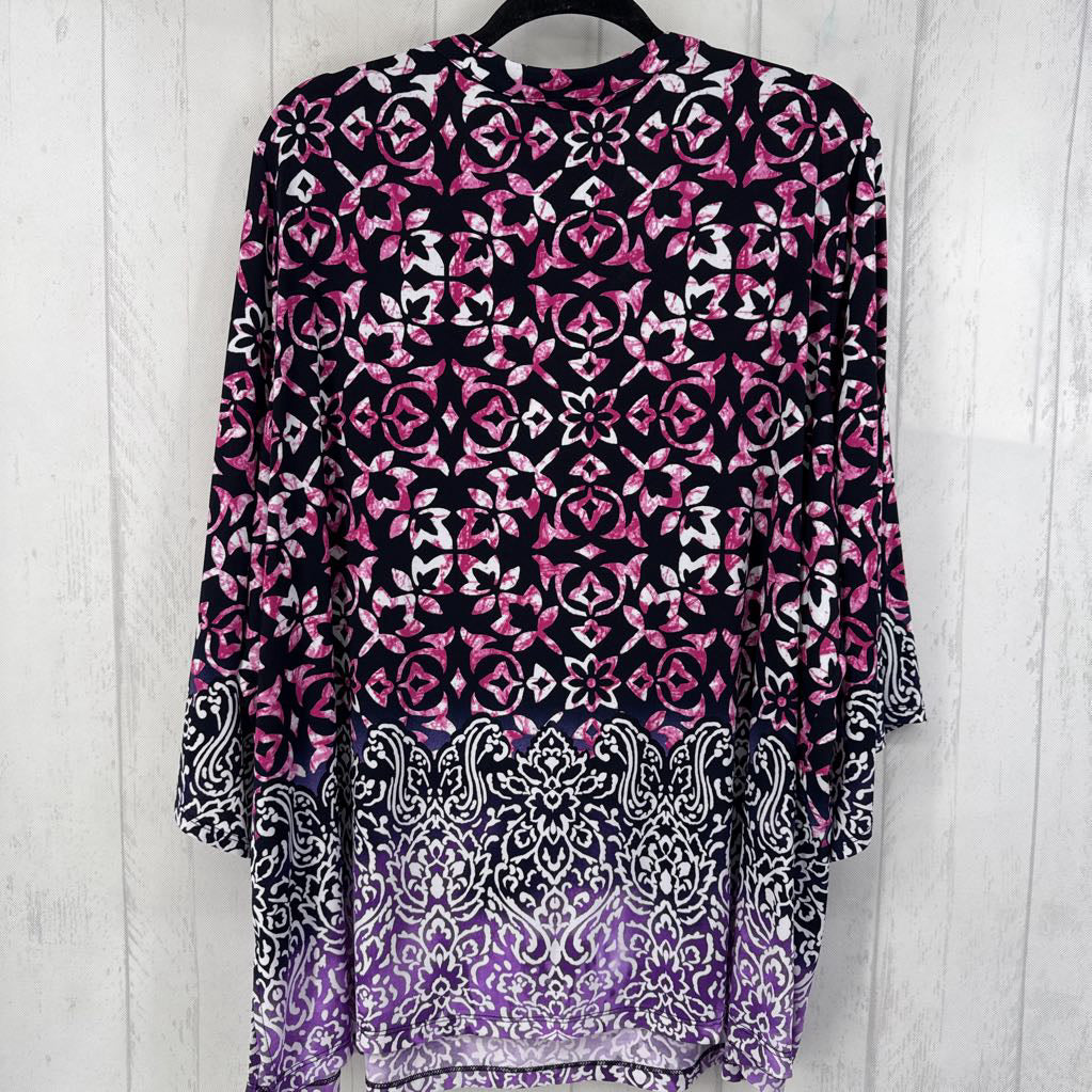 3XP pearl button split neck 3/4 slv top