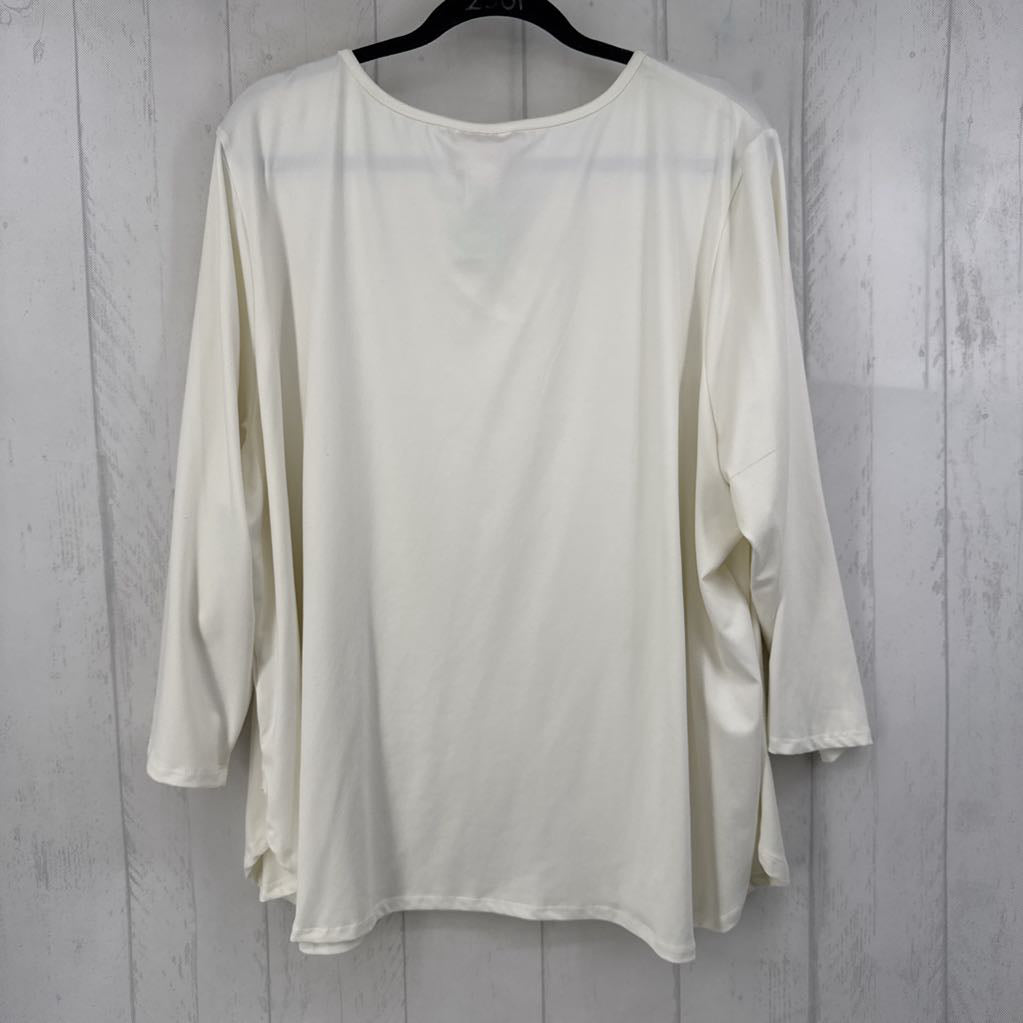 3X grommet criss cross v-neck l/s top