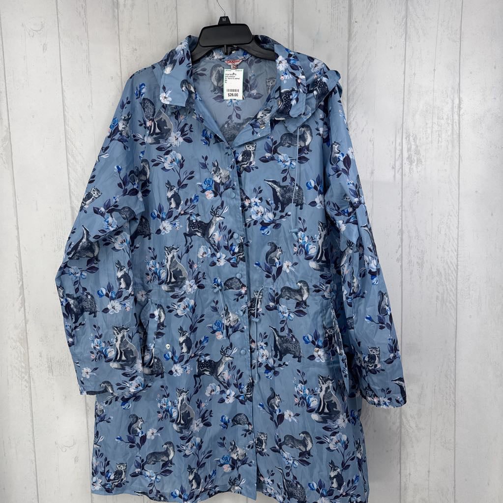 XL floral & animal print raincoat