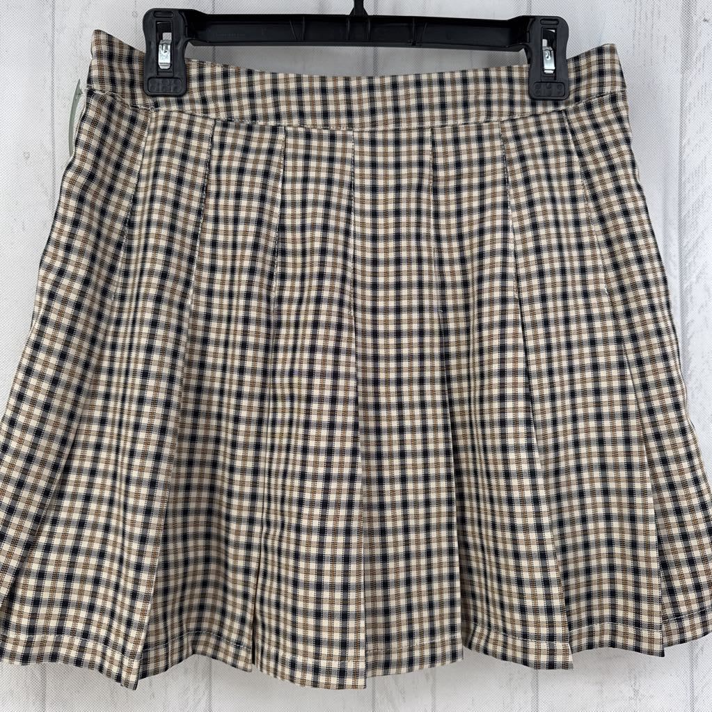 L plaid pleated skirt