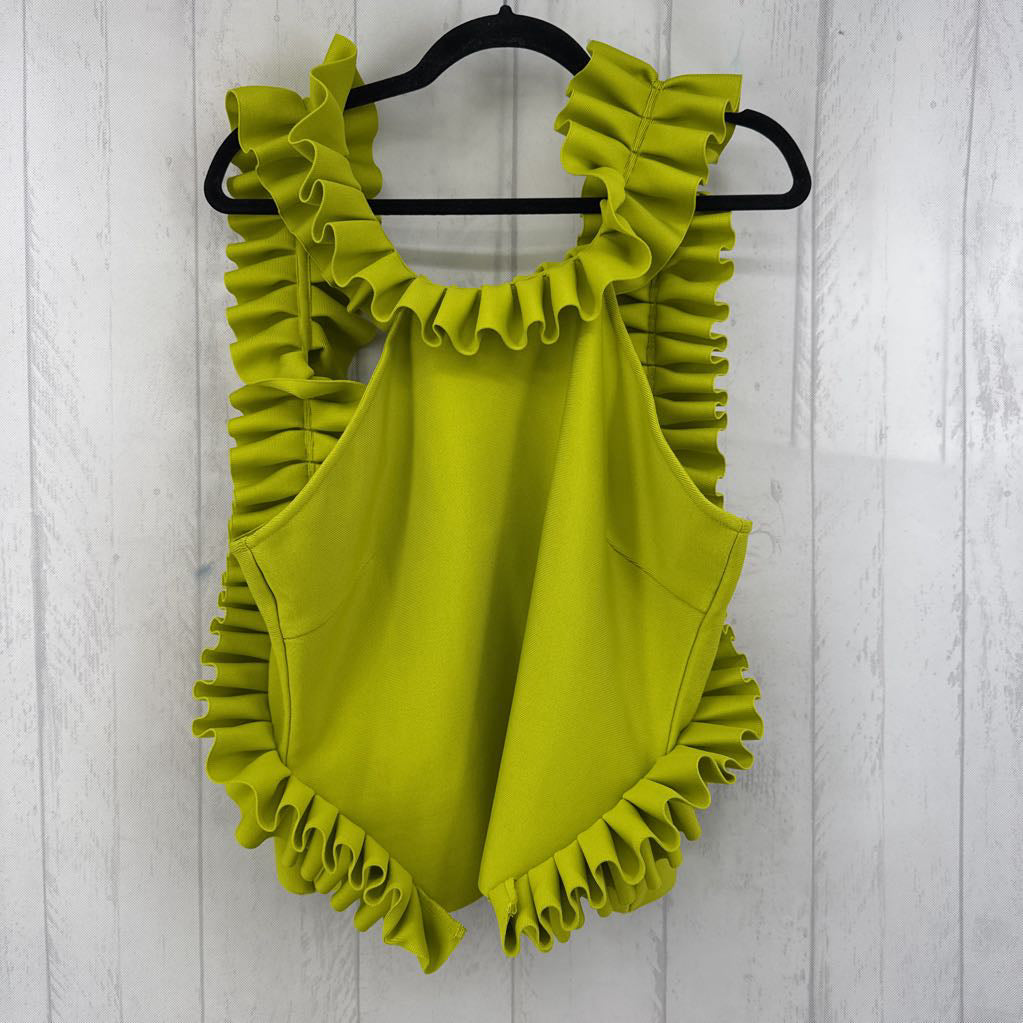 R63 1X ruffled open back knit tank