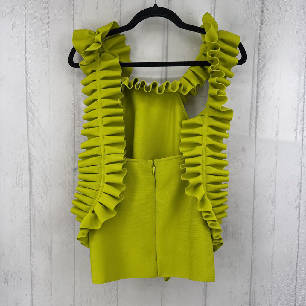 R63 1X ruffled open back knit tank