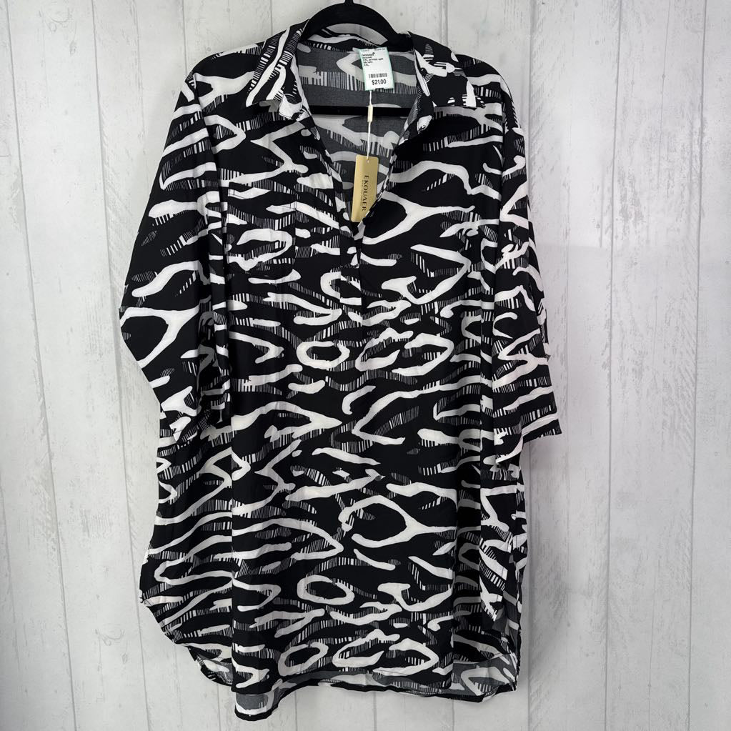 XXL printed split neck 3/4 slv dress