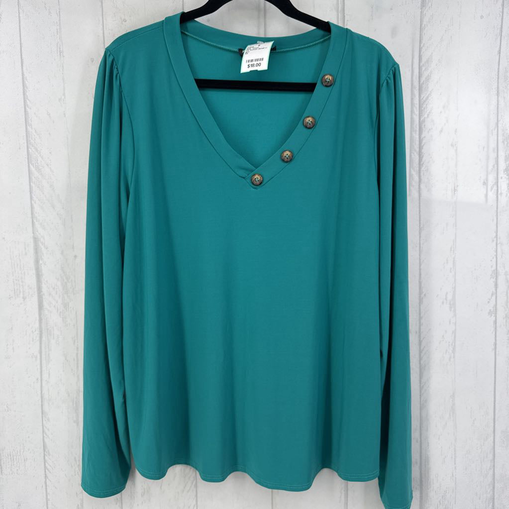 4X button detail v-neck l/s top