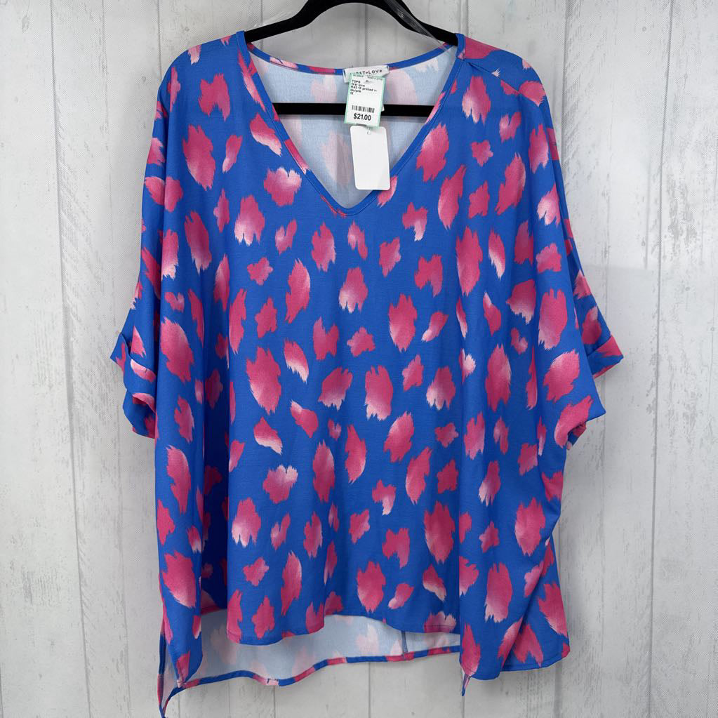 R43 1X printed v-neck dolman slv top s/s