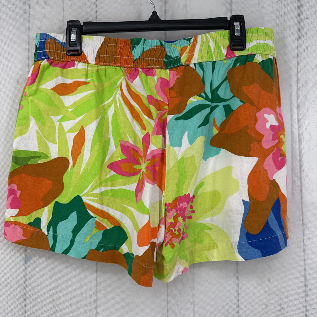 M linen blend flo print shorts