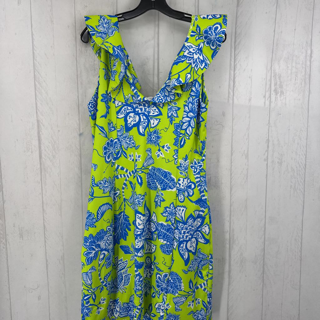 L flo print ruffled slvls dress