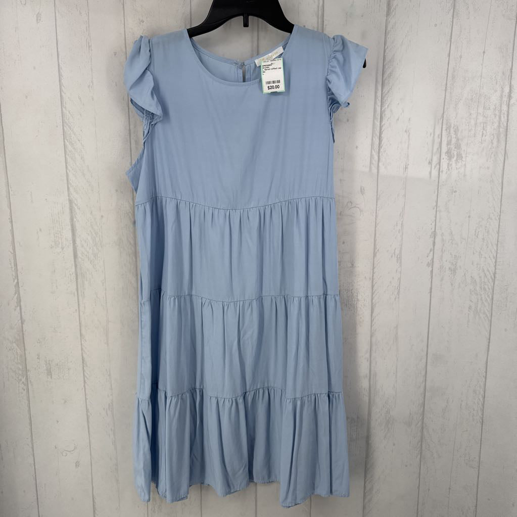 L tiered ruffled cap slv dress