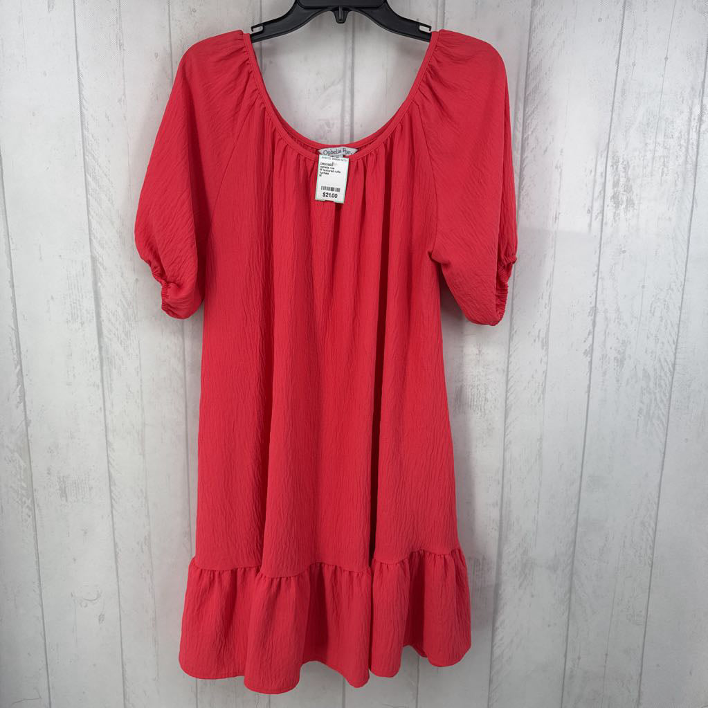 M textured rufle bottom s/s dress