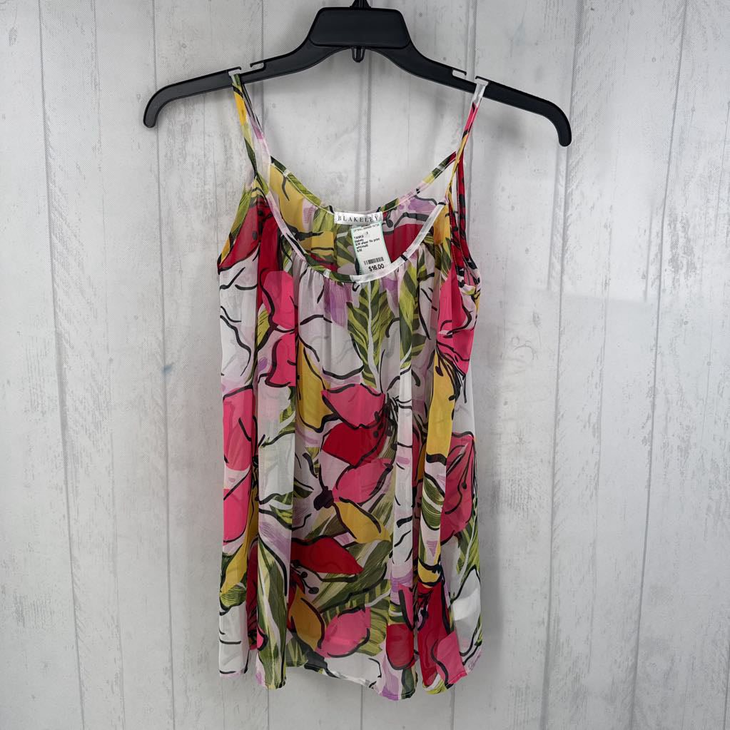S/M sheer flo print tank