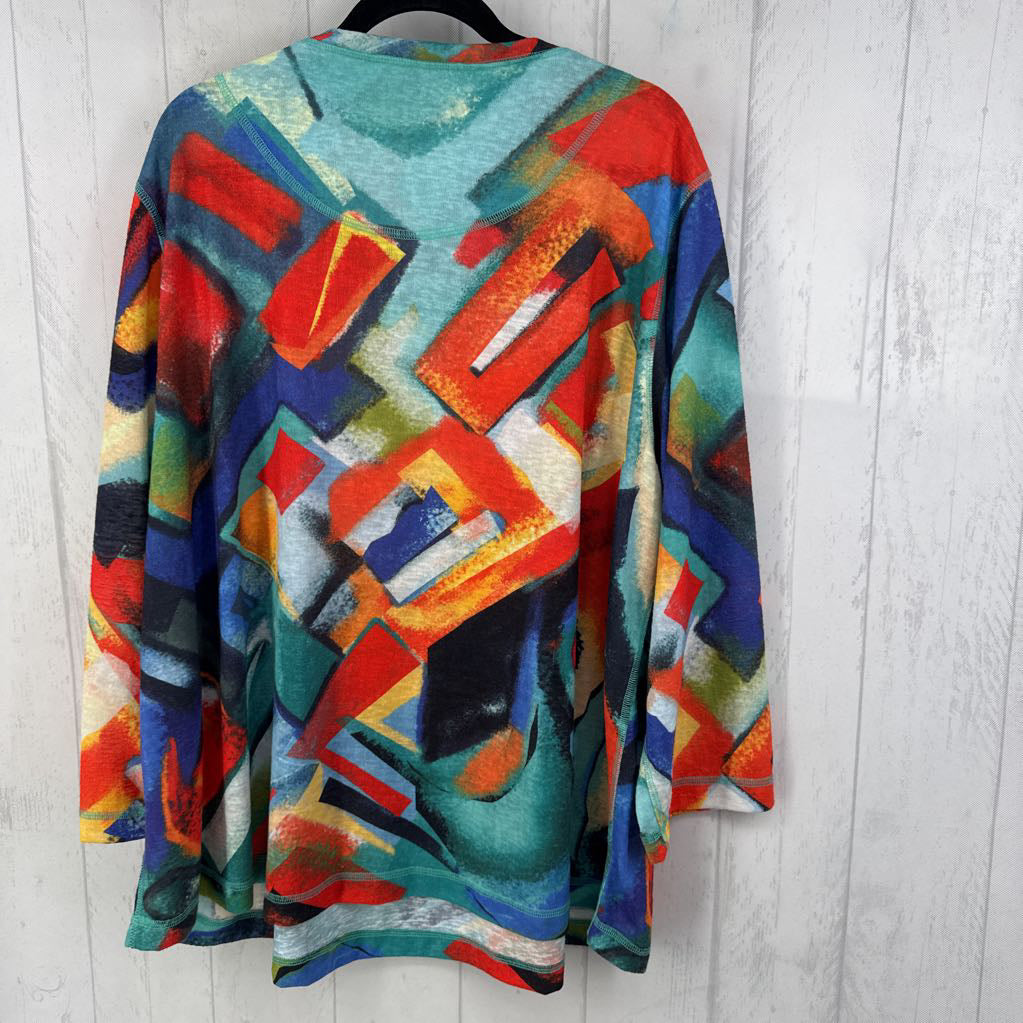 3X printed scoop neck l/s top
