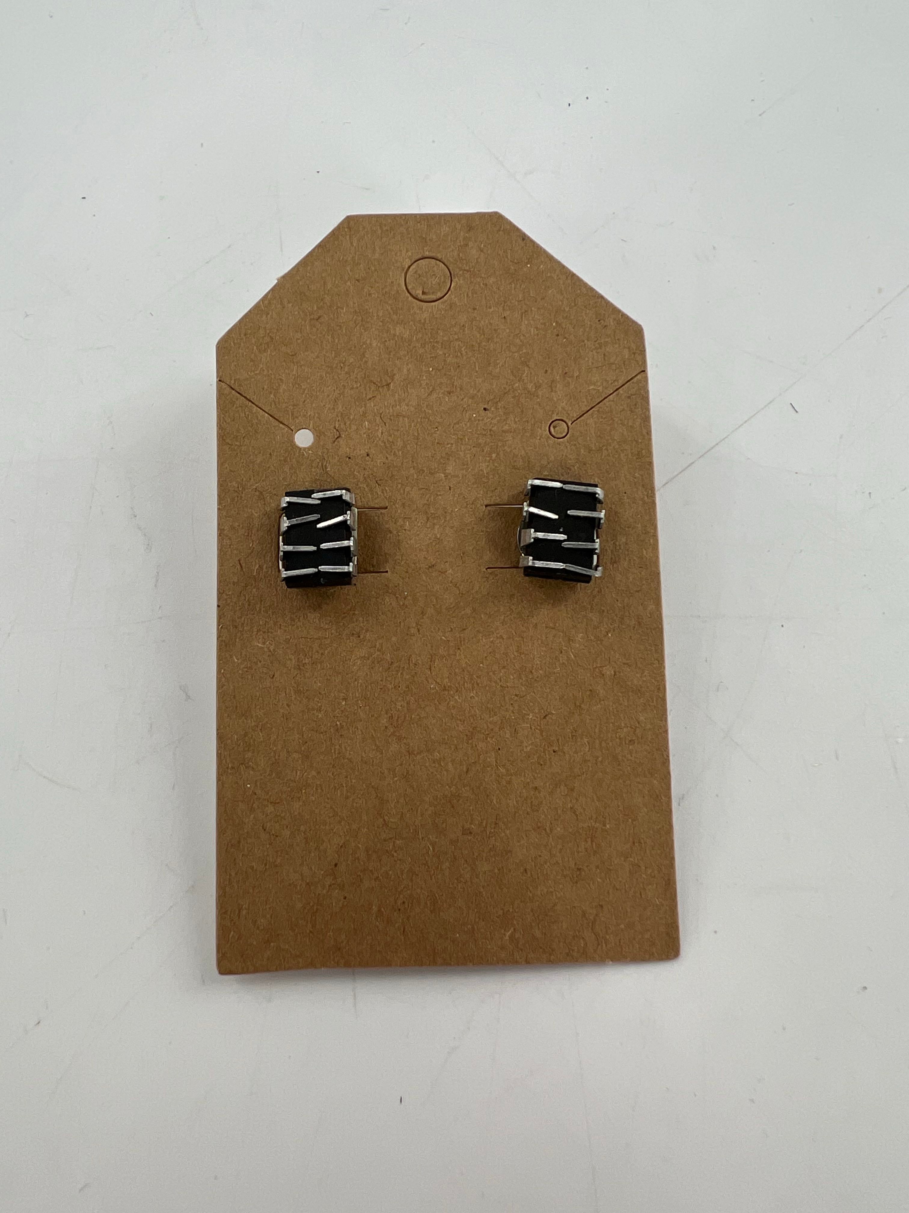 black & silver post earrings