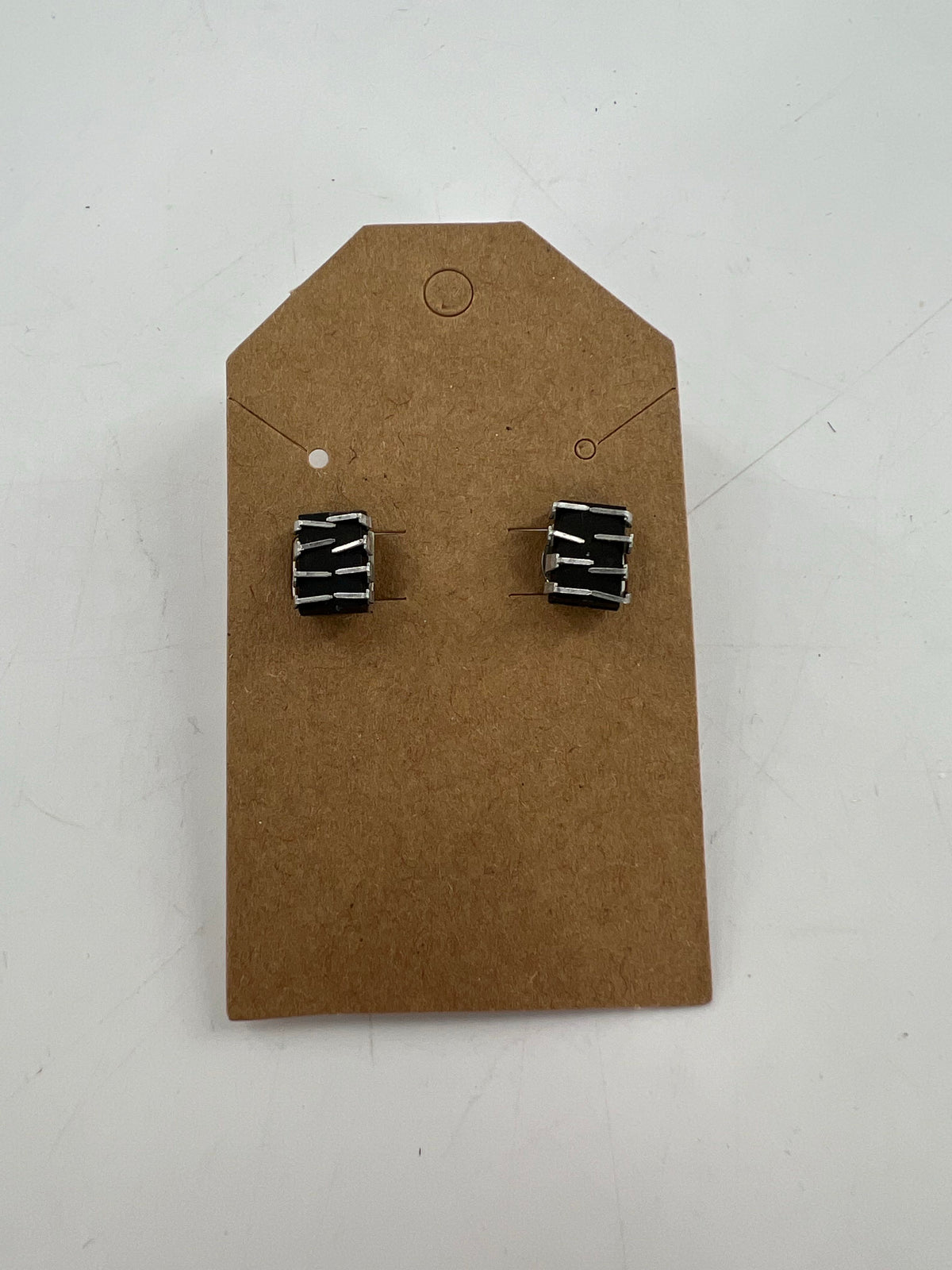 black & silver post earrings
