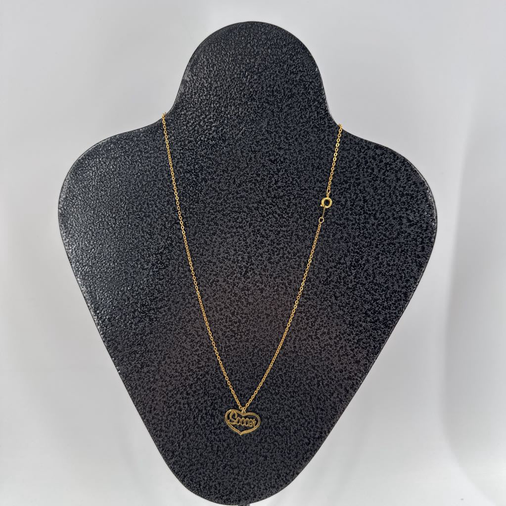 10" gold tone heart pendant necklace-soccer