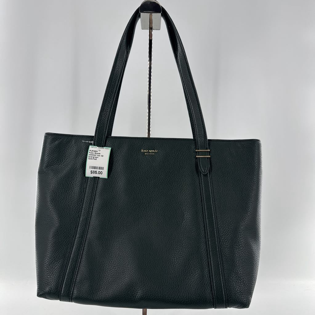 pebbled top zip tote